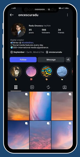 Instagram Following yerine Friends testi gerçek screenshot