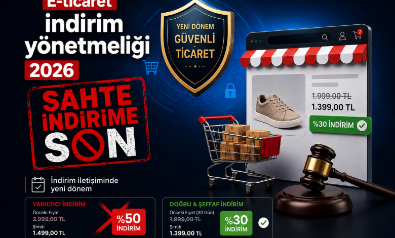 2026 e-ticaret indirim yönetmeliği, yanıltıcı indirimler ve doğru fiyatlandırma kurallarını anlatan blog kapak görseli