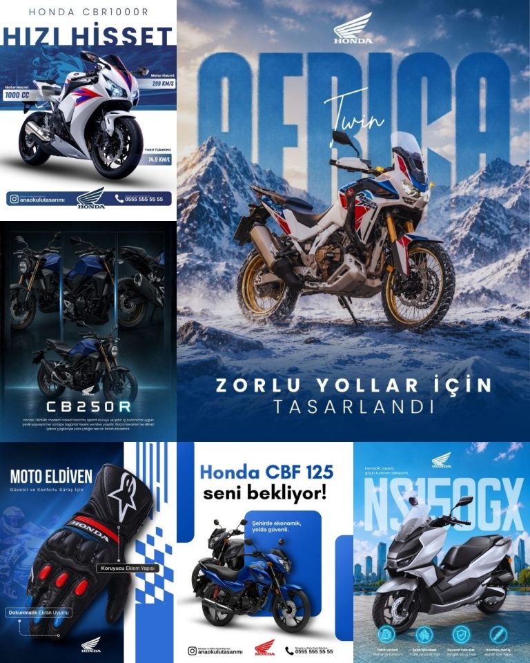Honda motosiklet serisi için altı paylaşımlık Instagram feed bütünlük çalışması