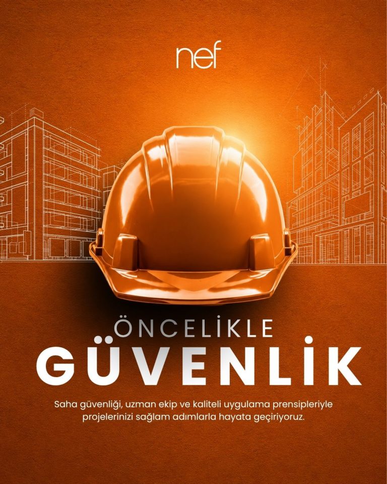 Turuncu dokulu zeminde baret ve teknik çizim arka planlı iş güvenliği tasarımı